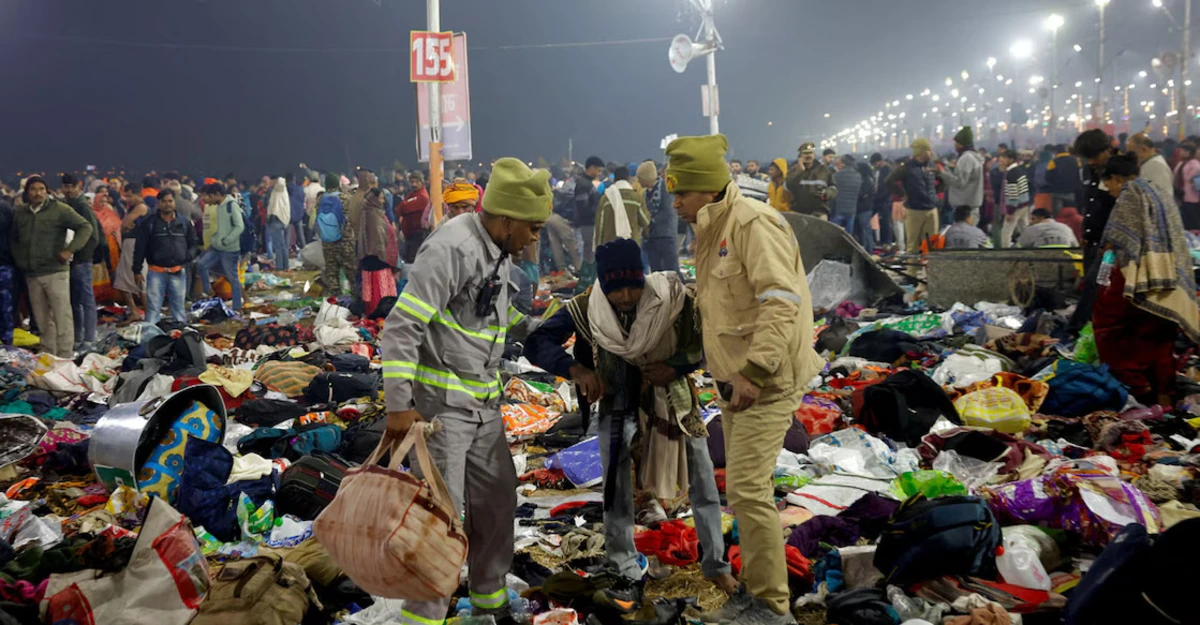 Fatal stampede at Kumbh Mela 2025, with dozens of pilgrims feared dead in the tragic incident.