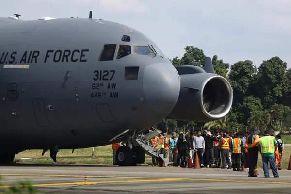 US military aircraft used for deporting illegal Indian immigrants.