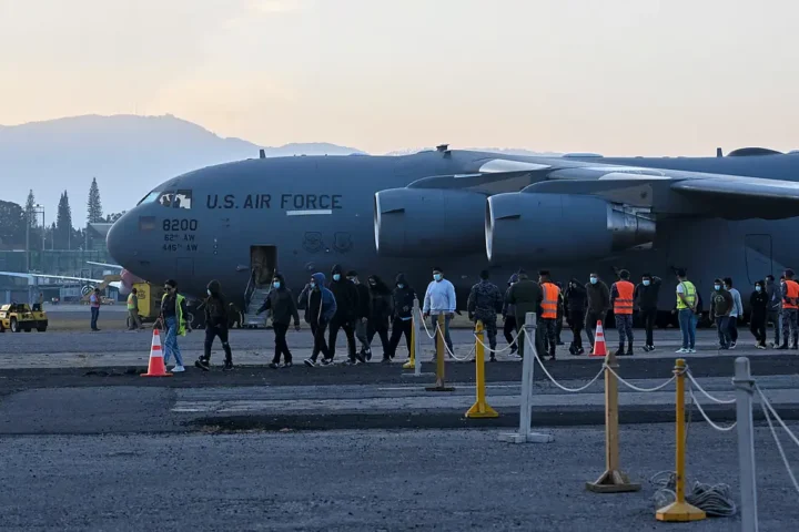 US military aircraft used for deporting illegal Indian immigrants.