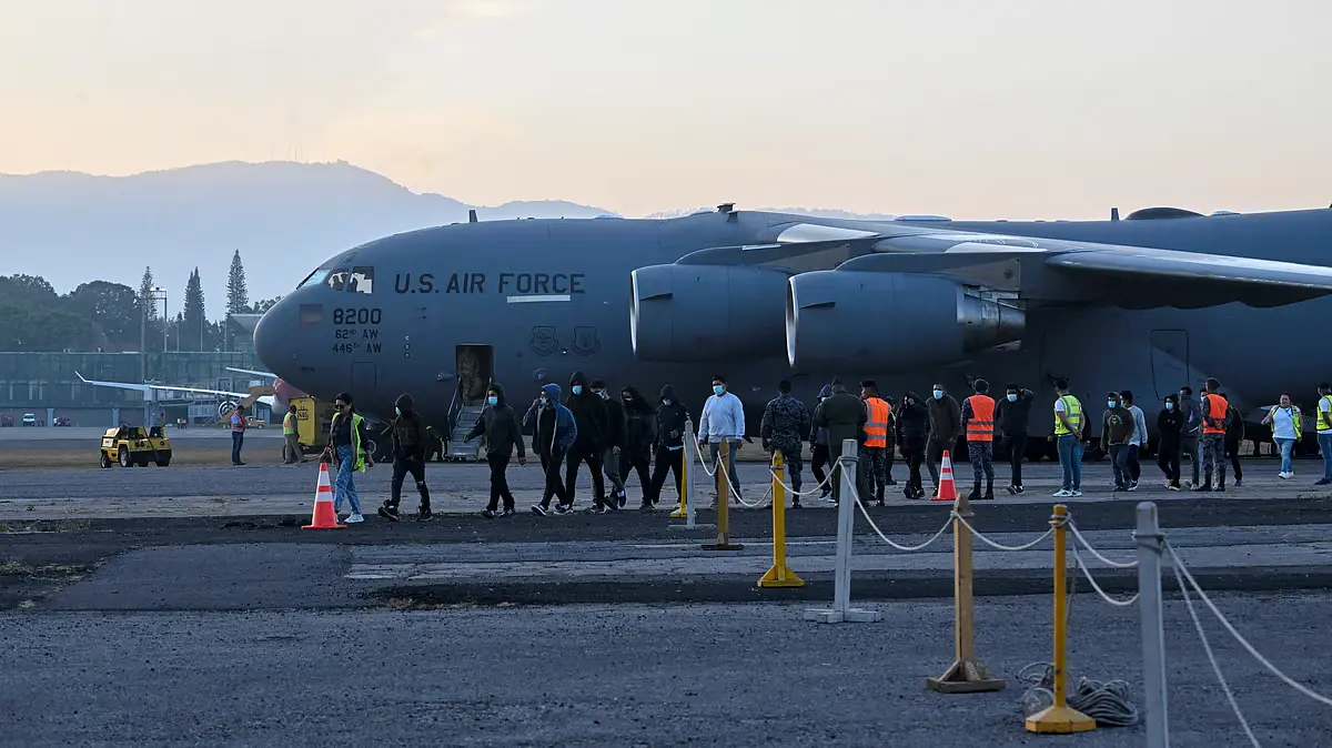 US military aircraft used for deporting illegal Indian immigrants.