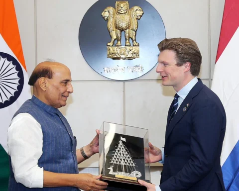 Rajnath Singh meets Dutch Defence Minister Ruben Berkelmans to discuss security, AI, and Indo-Pacific strategy in New Delhi.
