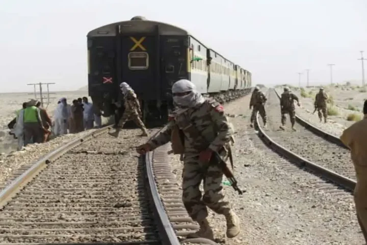 Pakistani security forces conduct a rescue operation on the Train Jaffar Express after a deadly hijack by BLA militants in Balochistan, freeing 104 hostages.