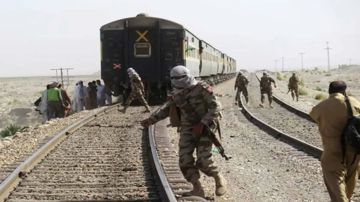 Pakistani security forces conduct a rescue operation on the Train Jaffar Express after a deadly hijack by BLA militants in Balochistan, freeing 104 hostages.