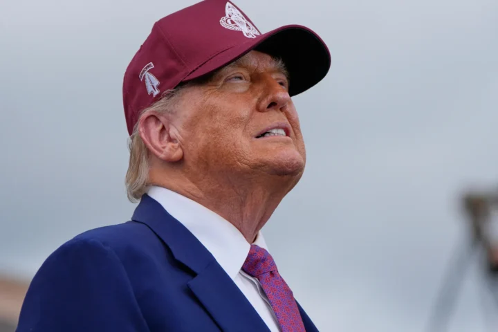Donald Trump speaking at Fort Bragg during US Army anniversary, addressing immigration protests and announcing military deployment to Los Angeles.