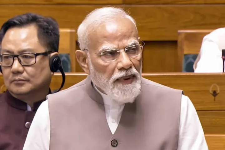 Prime Minister Narendra Modi addressing Rajya Sabha on US-Iran war impact, highlighting energy crisis, inflation risks, and India’s preparedness strategy.
