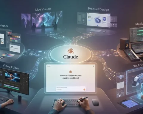 Claude AI integrated with Adobe and Canva creative design software.