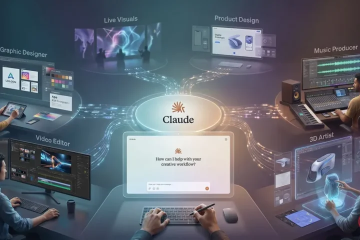 Claude AI integrated with Adobe and Canva creative design software.