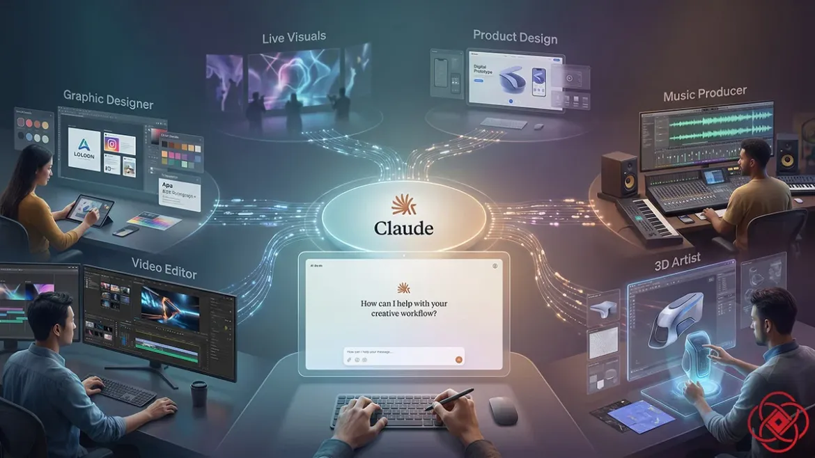 Claude AI integrated with Adobe and Canva creative design software.
