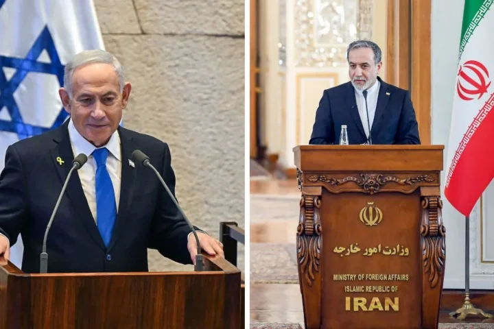 Iran Foreign Minister Abbas Araghchi reacts after Israel claims Prime Minister Benjamin Netanyahu held a secret wartime meeting in the UAE amid Middle East tensions.