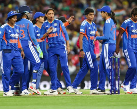 Indian women's cricket team players during the ICC Women's T20 World Cup 2026 as they battle for a semifinal spot.